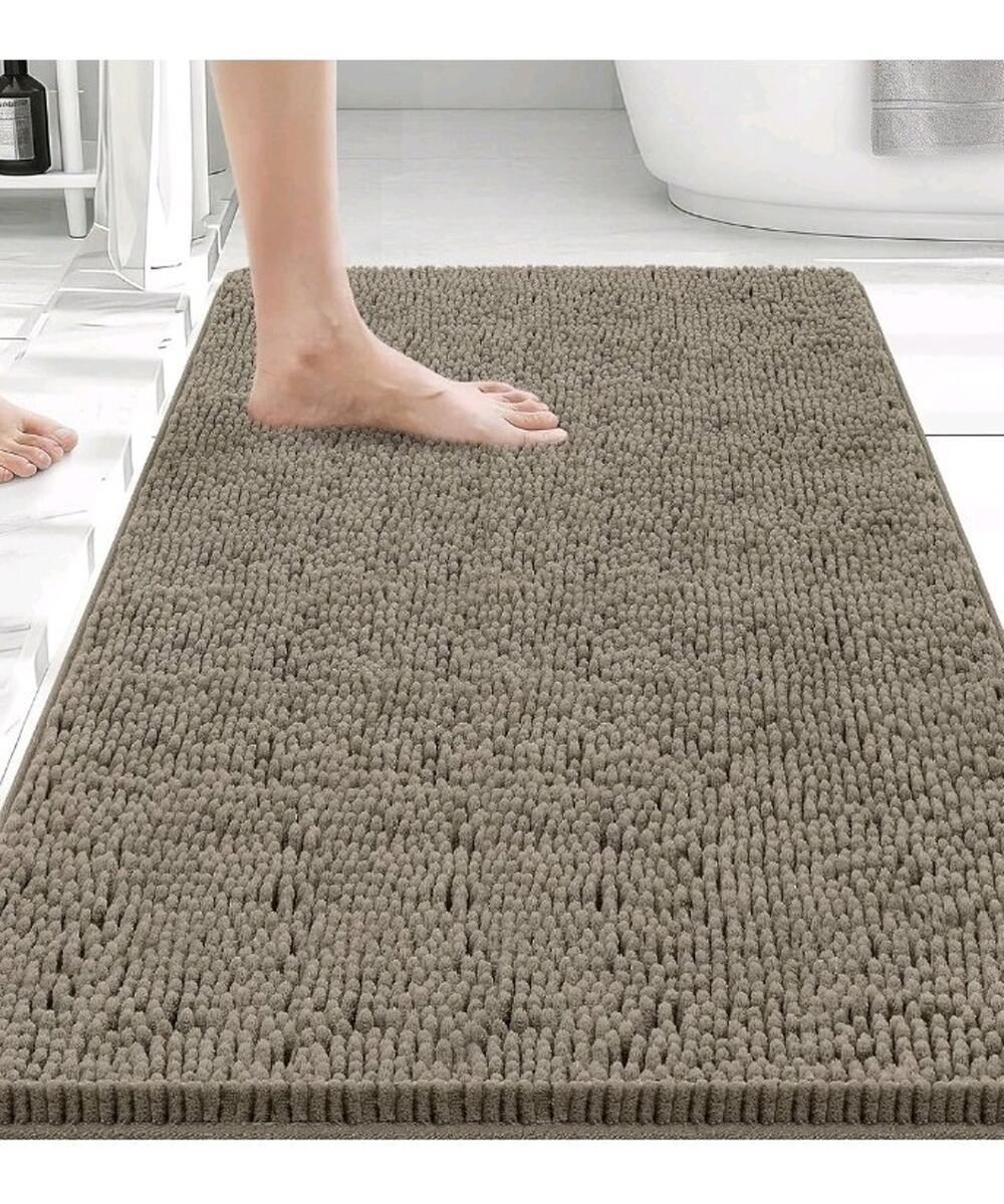 Bath Rug Mat,36x24 Chenille High Absorbent Latte Bathrom Floor Mats